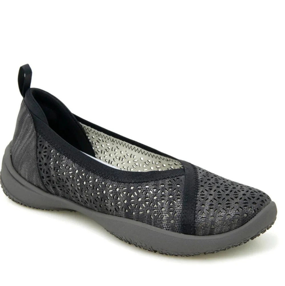 JBU Emma Black Shimmer Casual Slip-On Ballet Flat